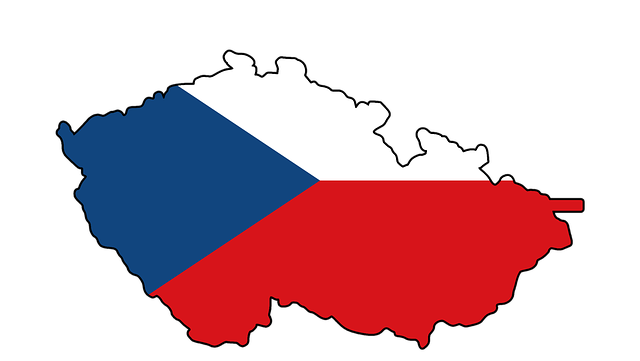 Mapa České republiky v národních barvách